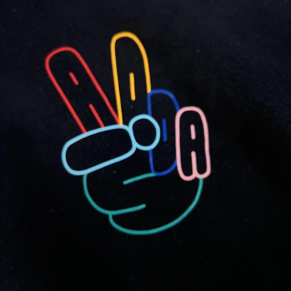 Adidas Hoodie Mens Large Trefoil Peace Sign‎ Graphic Pullover Sweatshirt